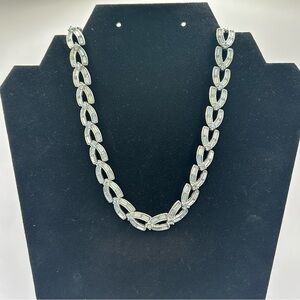 VTG BOGOFF Silver-Tone "light-blue" Crystal Link Necklace